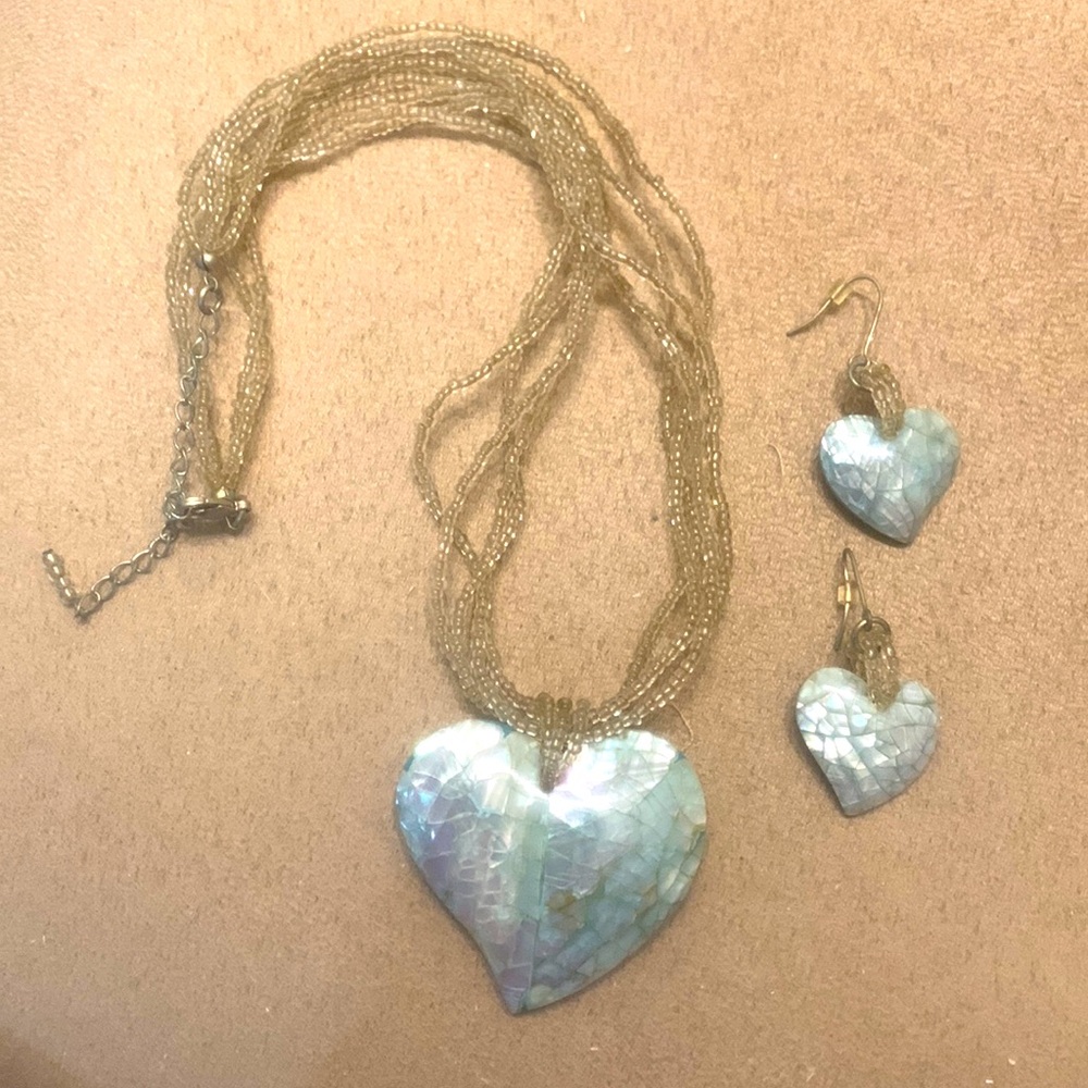 Heart Necklace and Earrings